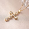 Cross-border copper-plated 18K real gold cross pendant necklace collarbone chain, fashionable details Picture